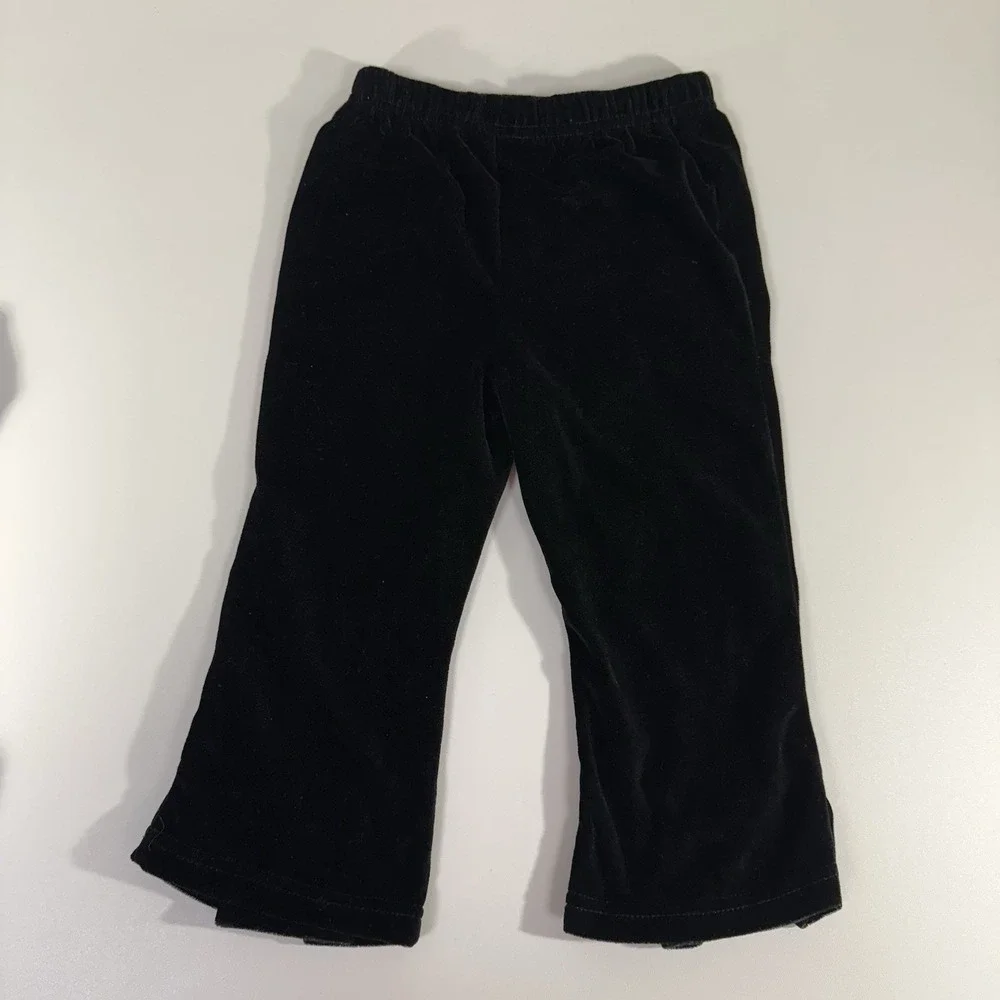 Vintage Velvet Outfit Size 3T‎ Red Top Black Pants Ribbon Rose Trim Simply Basic